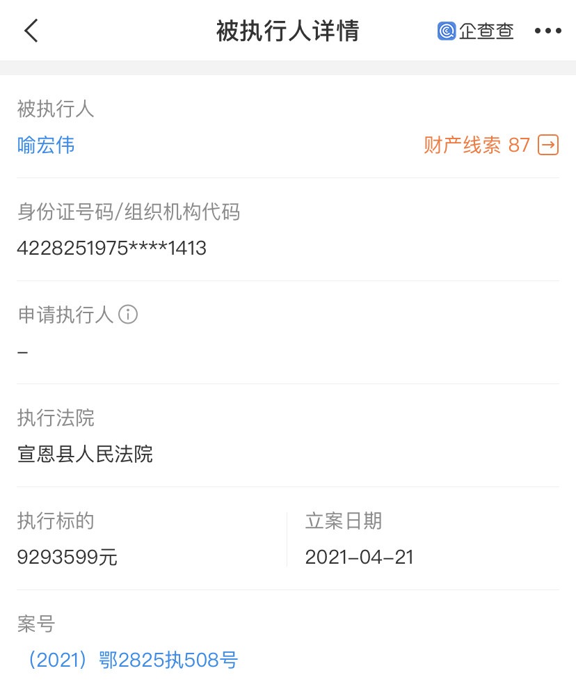 恩施知名企业家被股东驾车撞伤致死肇事者今年被法院强制执行近千万