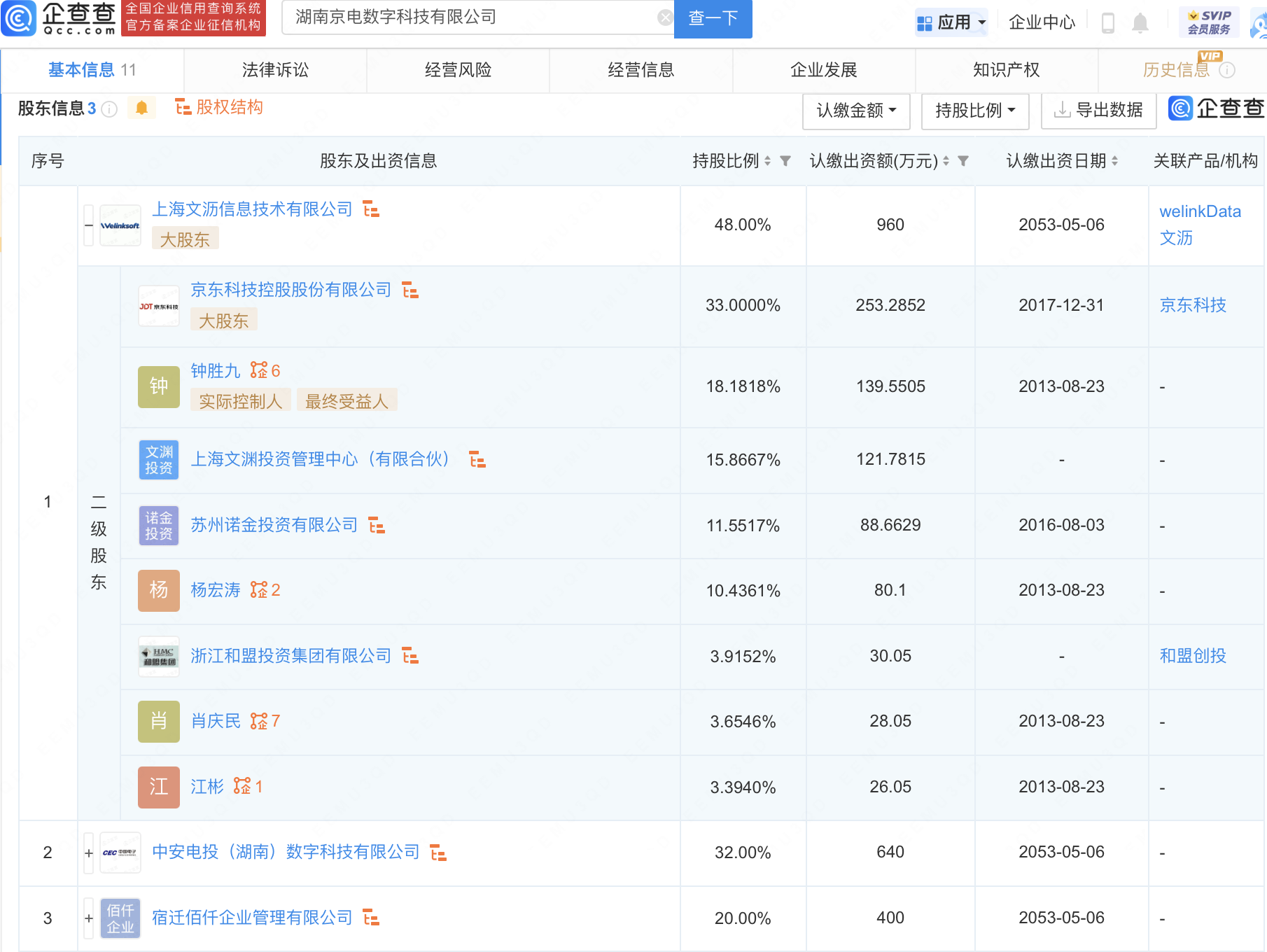 
     京东科技等于湖南投资成立数科新公司 
    